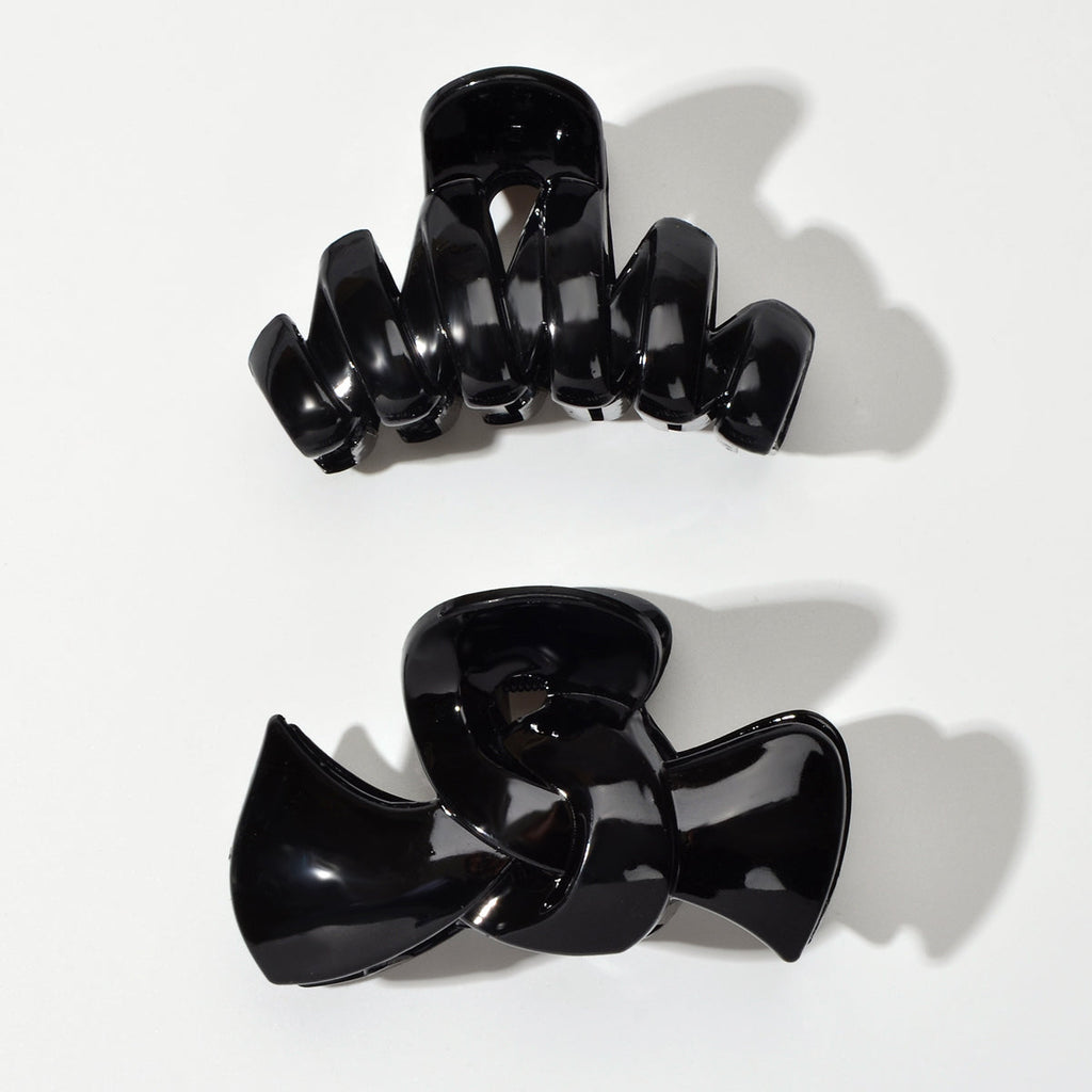 2pcs $5.99 Big Hair Claw Hair Accessory Black Plastic Bowknot Hair Clip Headwear