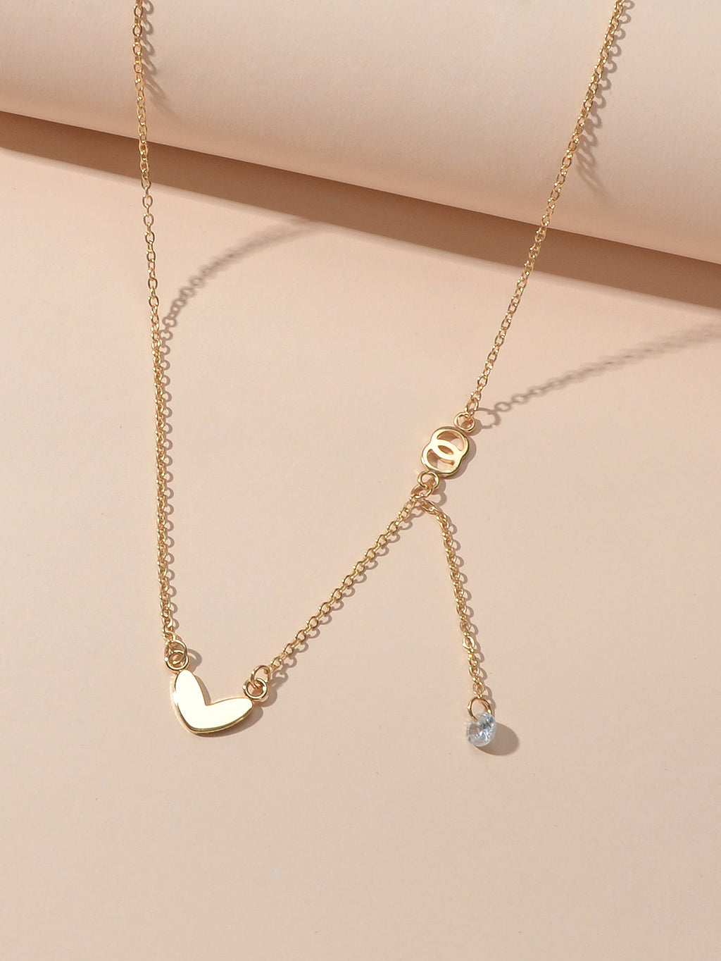 Dainty Party Gift Costume Jewellery Gold Chain Circle Heart Charm Beads Necklace