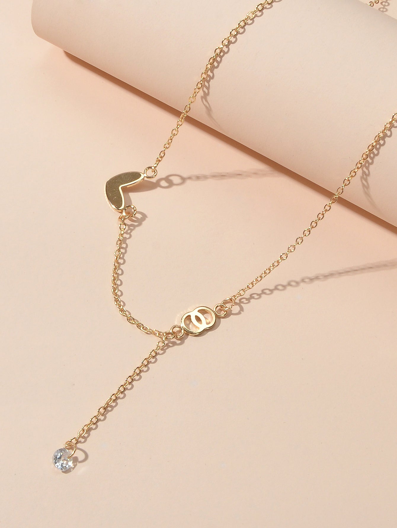 Dainty Party Gift Costume Jewellery Gold Chain Circle Heart Charm Beads Necklace
