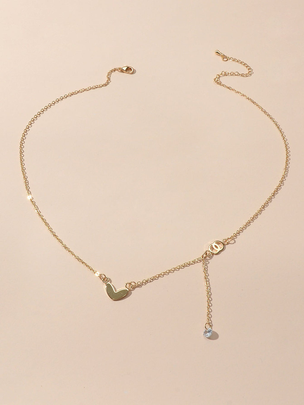 Dainty Party Gift Costume Jewellery Gold Chain Circle Heart Charm Beads Necklace