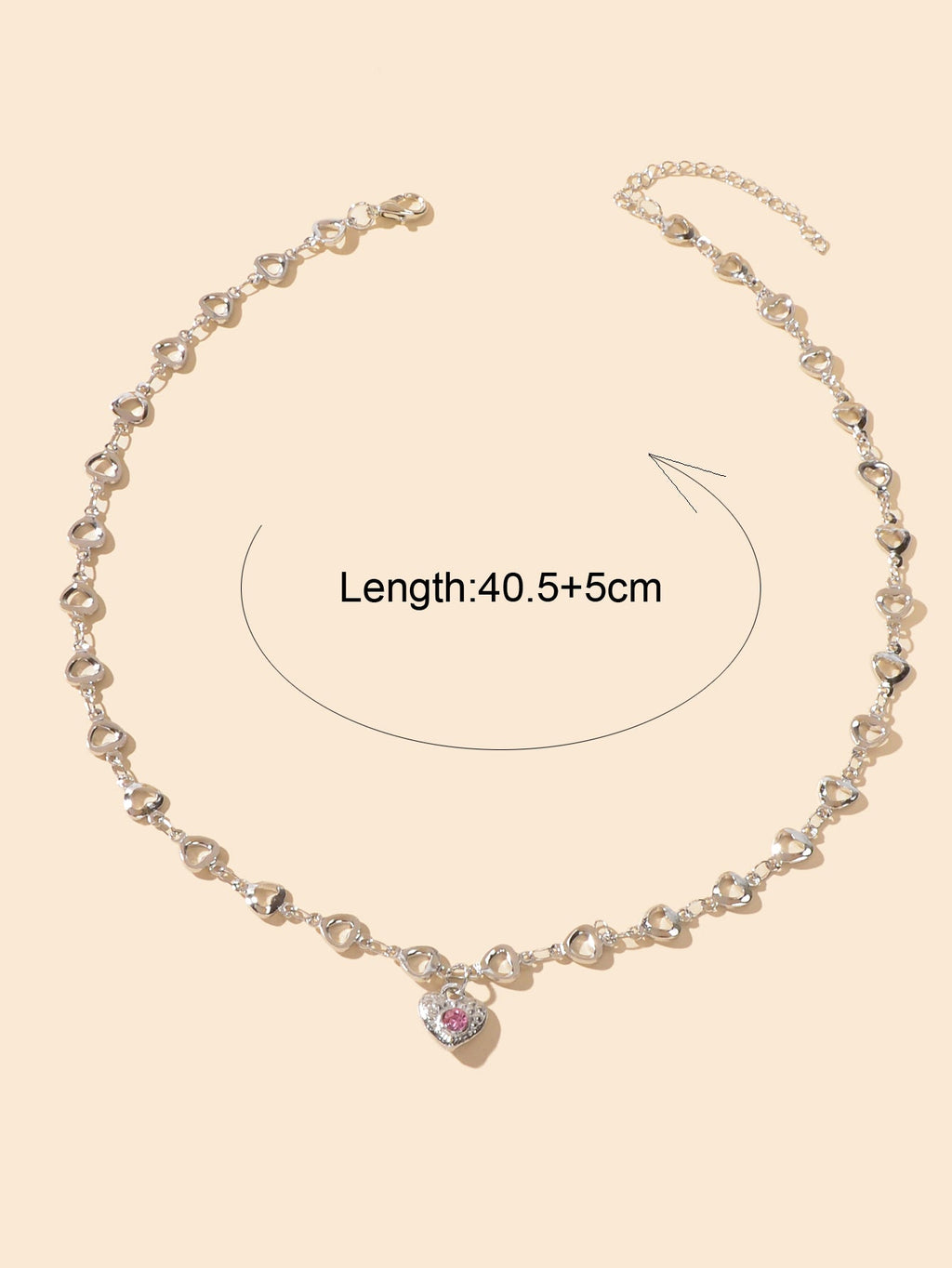 Birthday Anniversary Jewelry Titanium Steel Pink Rhinestone Heart Charm Necklace