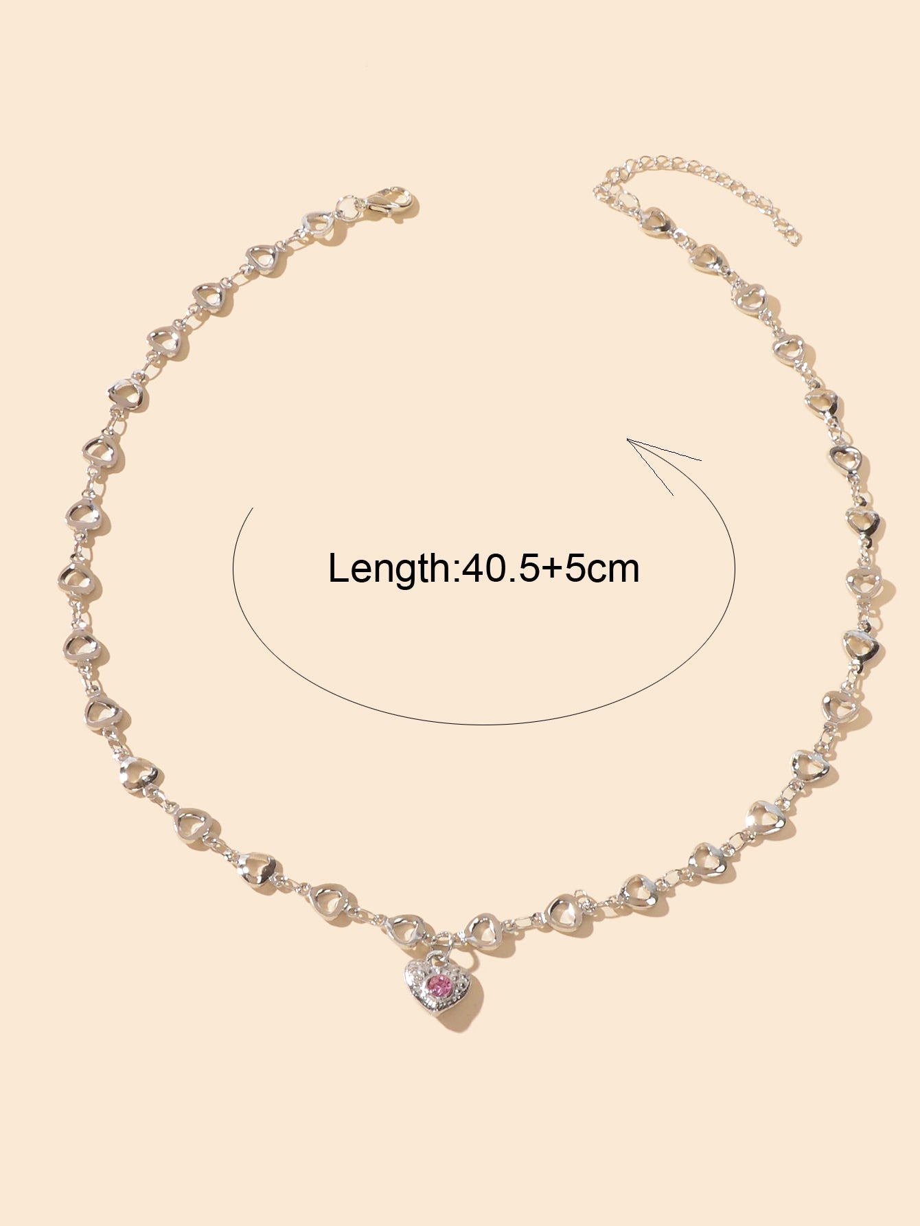 Birthday Anniversary Jewelry Titanium Steel Pink Rhinestone Heart Charm Necklace