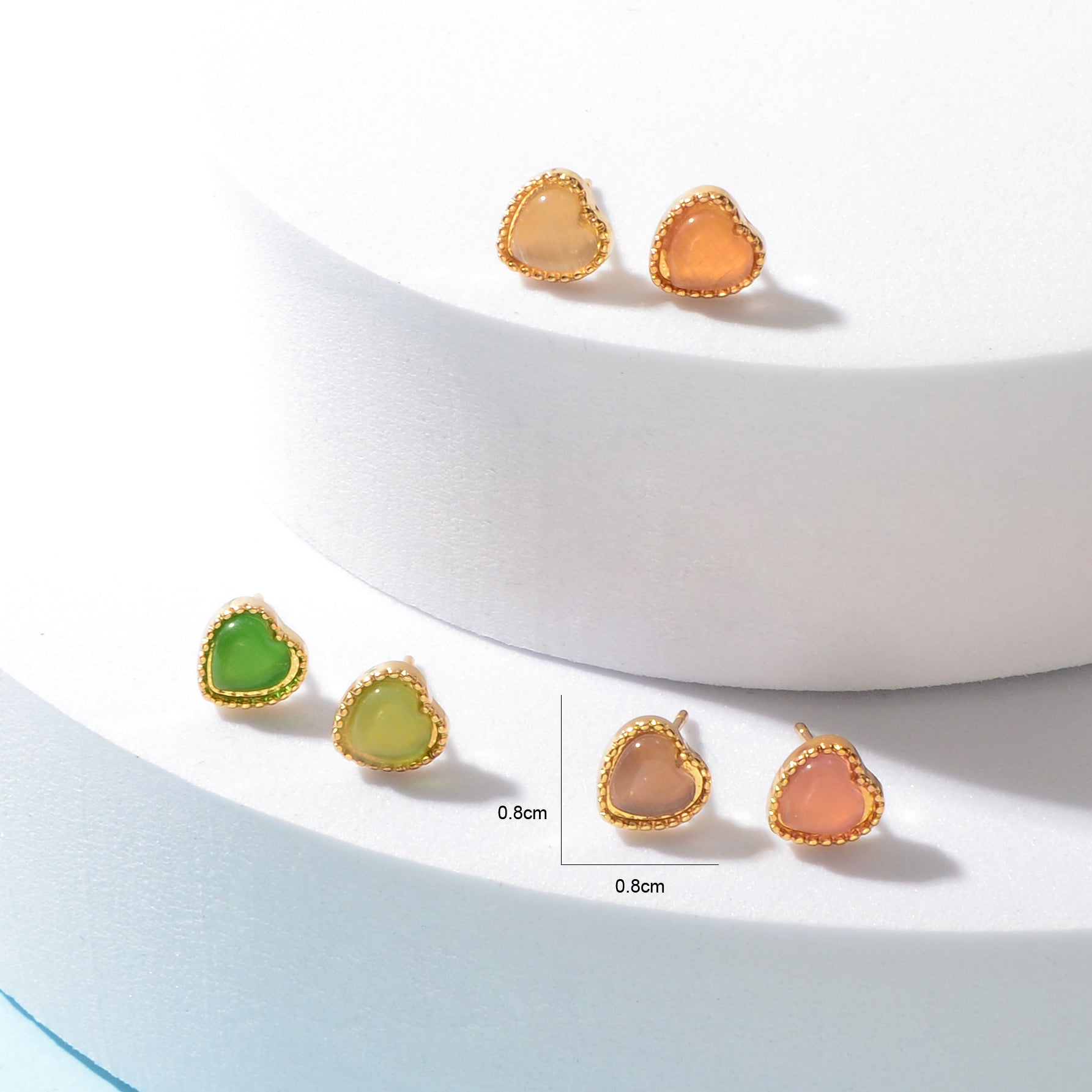 6 pcs Candy Color Resin Heart Stud Earrings set Holiday Party Daily Jewelry